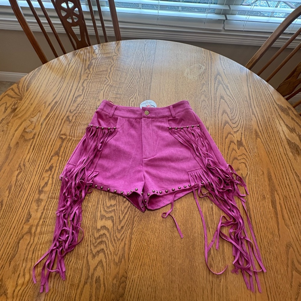 Fringed Pink Women's Shorts